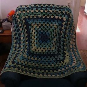 Teal Multi-Color Crocheted Lap throw